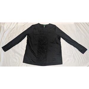Lauren Ralph Lauren Women's Black Long Sleeve Shirt With Lace Front Size 1X